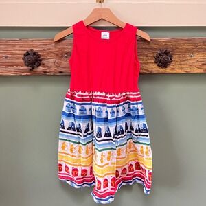 Hanna Andersson Star Wars Girls Red Rainbow Stripe Character Dress US 8 130cm